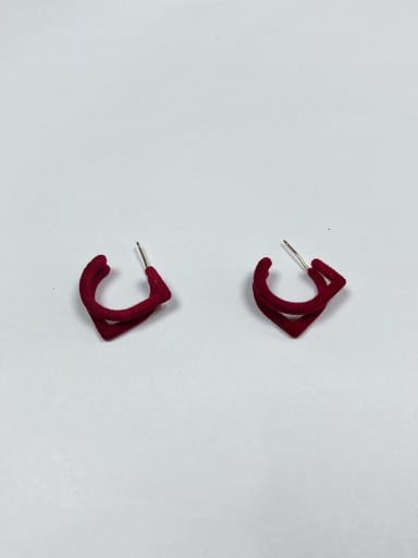 Red Brass Irregular Trend Stud Earring