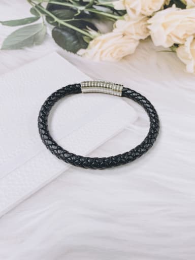 Stainless steel Leather Irregular Dainty Handmade Weave Bracelet