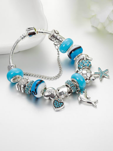 custom Copper Alloy Rhinestone Glass beads Geometric Luxury Charm Bracelet