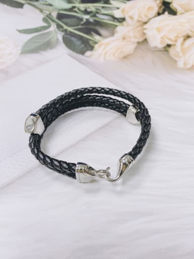 custom Stainless steel Leather Irregular Statement Handmade Weave Bracelet