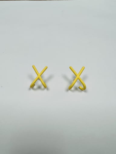 Yellow Brass Enamel Irregular Trend Stud Earring