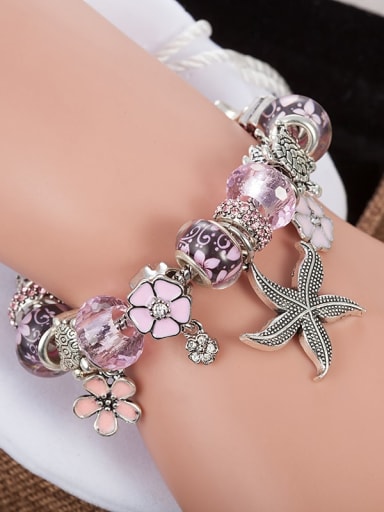 Purple Copper Alloy Crystal Enamel Star Classic Charm Bracelet