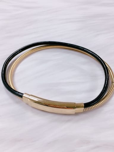 Stainless steel Leather Irregular Minimalist Bracelet