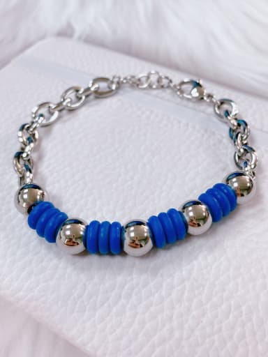 Blue Stainless steel Silicone Irregular Trend Link Bracelet