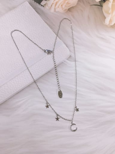 White Cubic Zirconia Star Dainty Initials Necklace