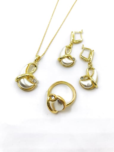 custom Trend Moon Zinc Alloy Rhinestone White Earring Ring and Necklace Set