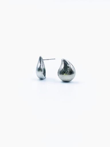 imitation rhodium Brass Water Drop Minimalist Stud Earring