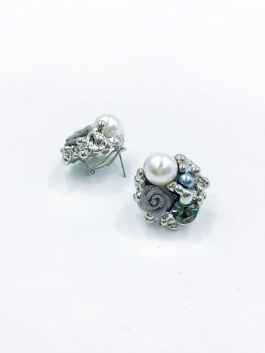 imitation rhodium Zinc Alloy Imitation Pearl Multi Color Irregular Trend Clip Earring