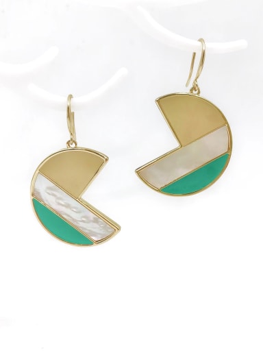 gold+green&blue Enamel+white shell Zinc Alloy Shell White Enamel Geometric Trend Hook Earring