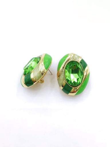 gold+green+green enamel Zinc Alloy Glass Stone Green Enamel Irregular Trend Clip Earring