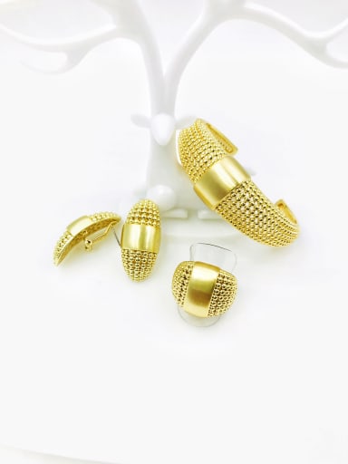 Gold Brass Trend Ring Earring And Bracelet Set