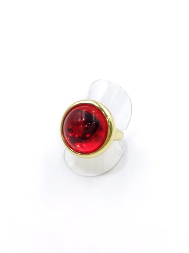 gold+red resin Zinc Alloy Resin Red Round Minimalist Band Ring