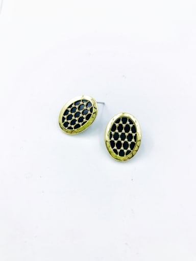 Gold Brass Imitation Pearl White Acrylic Oval Dainty Stud Earring