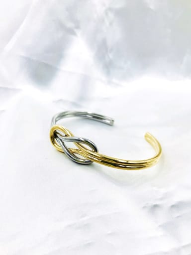 gold+ imitation rhodium Brass Minimalist Cuff Bangle