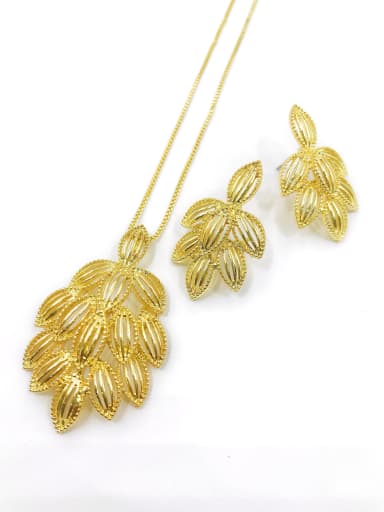 custom Trend Leaf Zinc Alloy Earring and Necklace Set