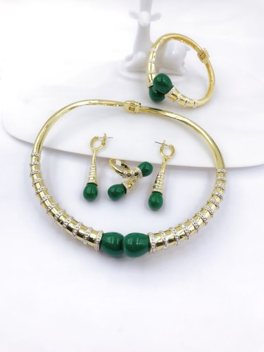 Green Trend Zinc Alloy Resin Orange Ring Earring Bangle And Necklace Set