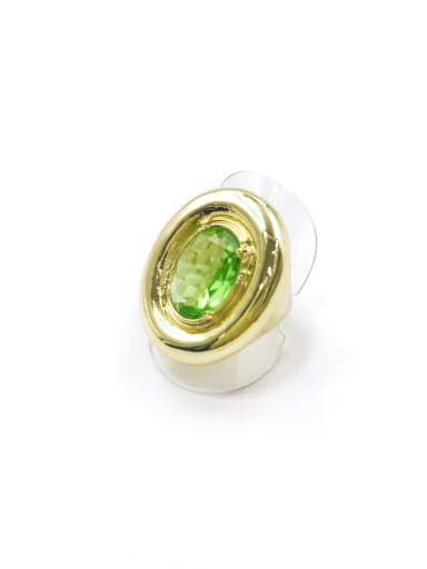 custom Zinc Alloy Glass Stone Green Oval Minimalist Band Ring
