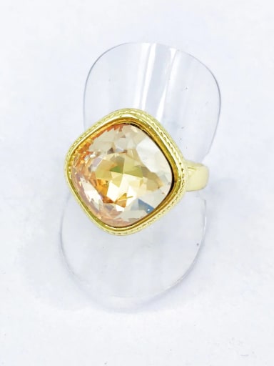 custom Brass Glass Stone Champagne Square Classic Band Ring