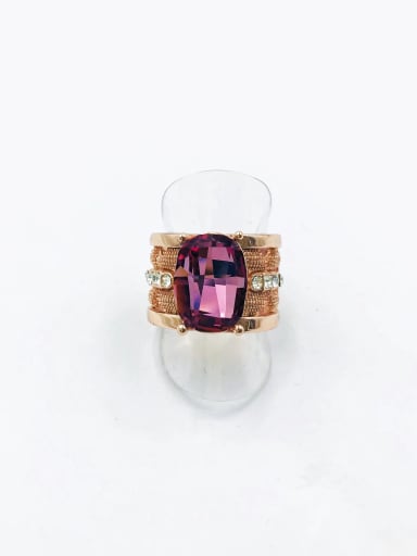 rose gold+purple Swarovski Crystal Zinc Alloy Swarovski Crystal Purple Classic Band Ring