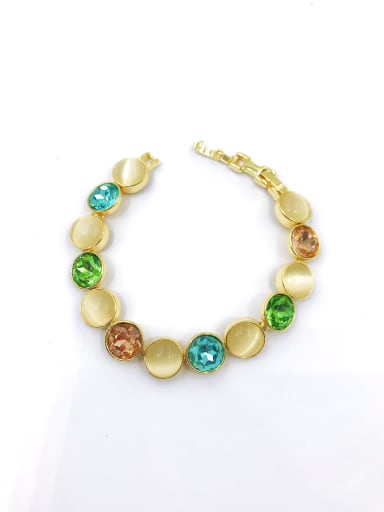 gold+blue&green&Champagne glass Zinc Alloy Glass Stone Multi Color Round Trend Bracelet