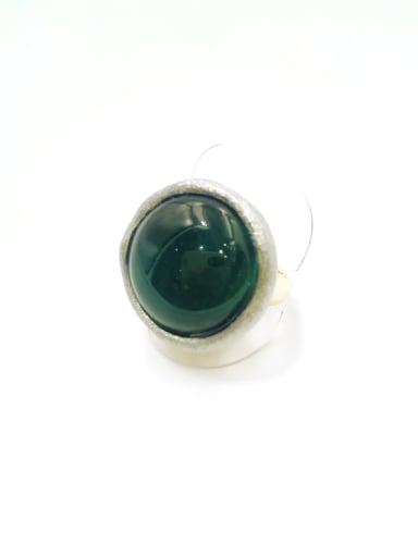 gold+imitation rhodium+dark green Zinc Alloy Cats Eye Green Round Minimalist Band Ring
