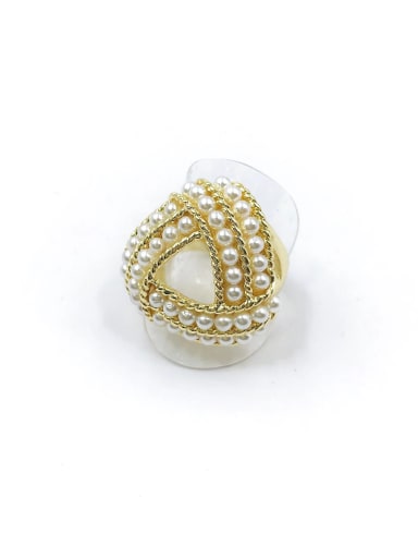 custom Zinc Alloy Imitation Pearl White Triangle Trend Band Ring