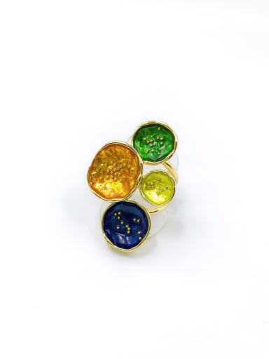 gold+orange&blue&green Enamel Zinc Alloy Enamel Irregular Trend Band Ring