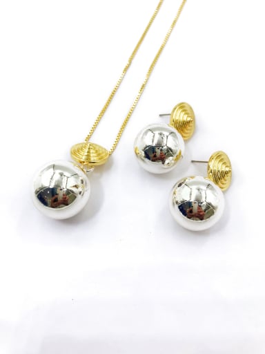 custom Minimalist Round Zinc Alloy Bead Silver Earring and Necklace Set