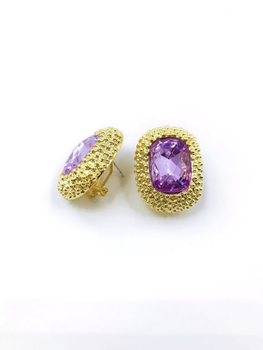 custom Zinc Alloy Glass Stone Purple Classic Clip Earring