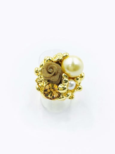 Zinc Alloy Imitation Pearl Yellow Flower Trend Band Ring