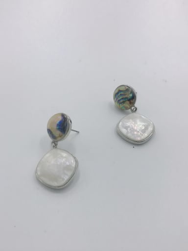 imitation rhodium Zinc Alloy Shell Multi Color Round Minimalist Drop Earring