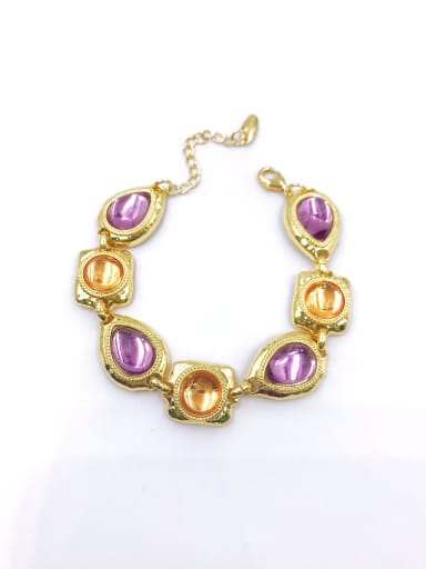gold+purple&light orange resin Zinc Alloy Resin Multi Color Water Drop Trend Bracelet