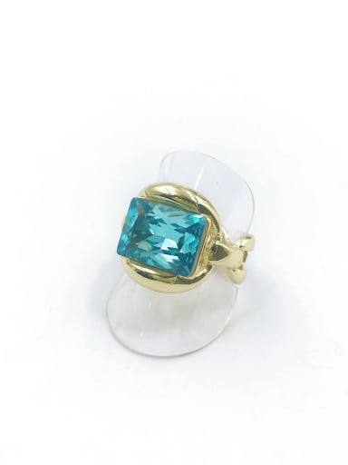 custom Zinc Alloy Glass Stone Blue Rectangle Trend Band Ring