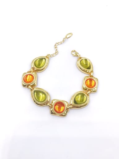 gold+green&orange resin Zinc Alloy Resin Multi Color Water Drop Trend Bracelet