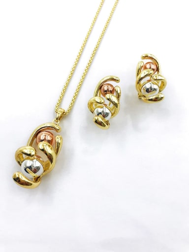 custom Trend Irregular Zinc Alloy Bead Multi Color Earring and Necklace Set