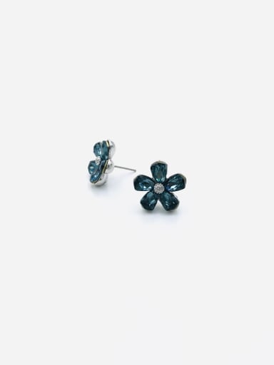 Zinc Alloy Glass Stone Multi Color Flower Dainty Stud Earring