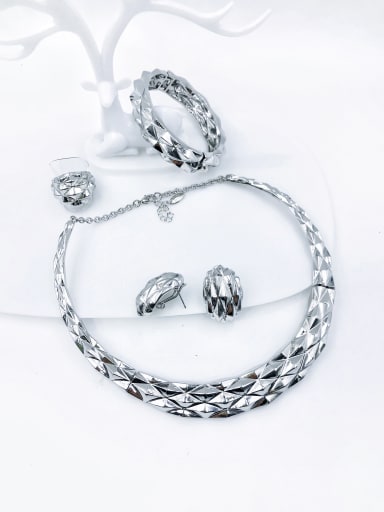 imitation rhodium Zinc Alloy Luxury Geometric Ring Earring Bangle And Necklace Set
