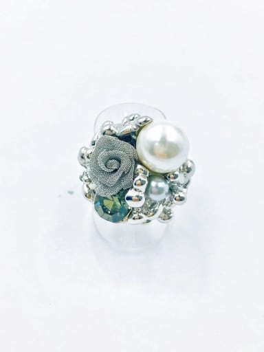 Zinc Alloy Imitation Pearl Yellow Flower Trend Band Ring
