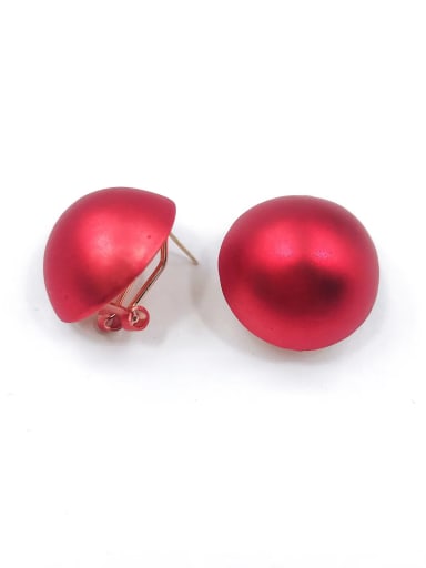 Red Zinc Alloy Round Minimalist Clip Earring