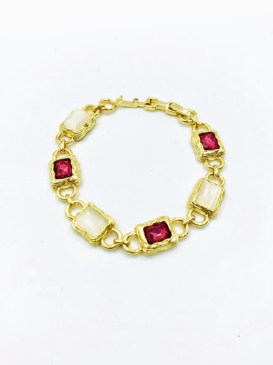 Zinc Alloy Glass Stone Red Rectangle Trend Bracelet