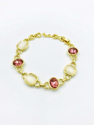 gold+red glass+white cat eye Zinc Alloy Glass Stone Multi Color Geometric Trend Bracelet