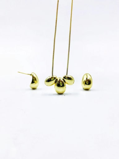 Gold Zinc Alloy Minimalist Water Drop Earring and Necklace Set