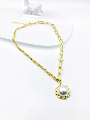 custom Zinc Alloy Imitation Pearl White Letter Trend Link Necklace