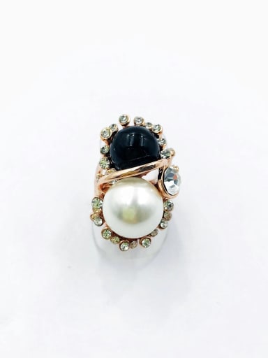 Rose Zinc Alloy Imitation Pearl White Irregular Trend Band Ring