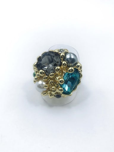 gold+black&blue glass Zinc Alloy Glass Stone Multi Color Irregular Trend Band Ring