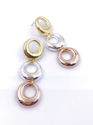 gold+imitation rhodium+rose gold Zinc Alloy Round Trend Drop Earring