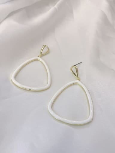 GOLD+WHITE Zinc Alloy Enamel Geometric Minimalist Drop Earring