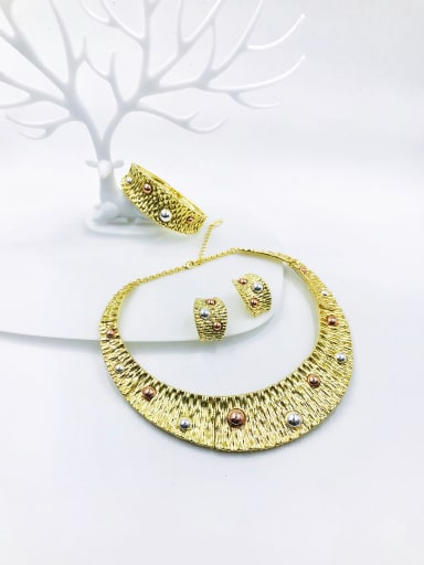 custom Zinc Alloy Luxury Bead Multi Color Bangle Earring and Necklace Set