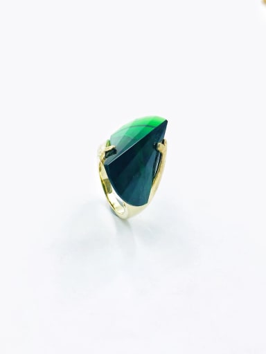 gold+green glass Brass Glass Stone Yellow Irregular Statement Band Ring
