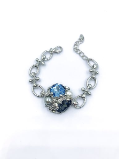 imitation rhodium+black&light blue glass Zinc Alloy Glass Stone Multi Color Irregular Trend Bracelet